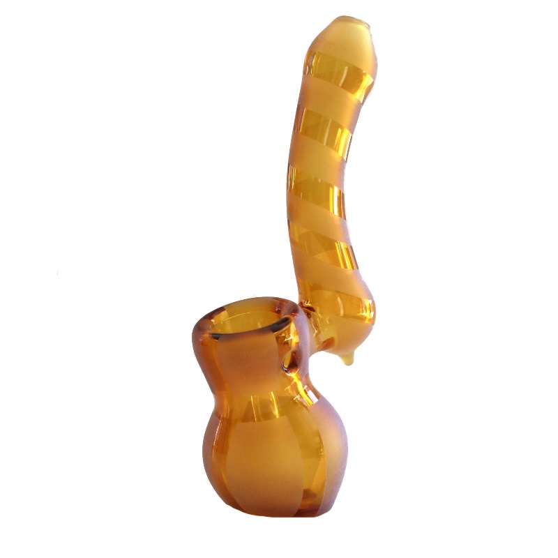 Mini-Glass Bubbler-Water Bong-Beaker-Striped Design-Thick Glass - 6' Glass Bubbler-Smoking Pipe