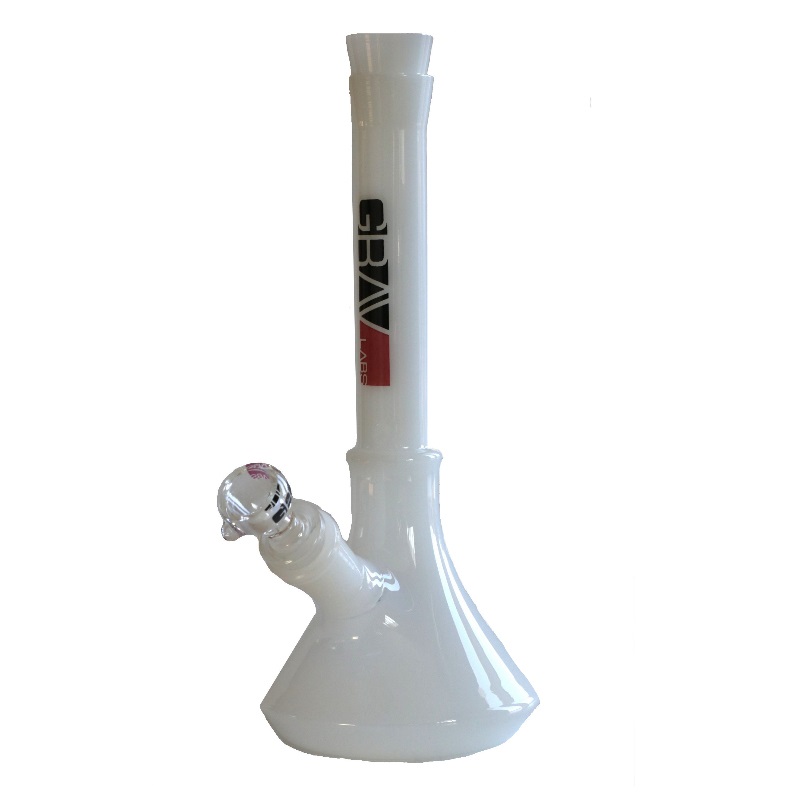 10" White Glass Bong-GRAV Glass Water Pipe-Downstem & Male Herb Slide - White GRAV Glass Bong