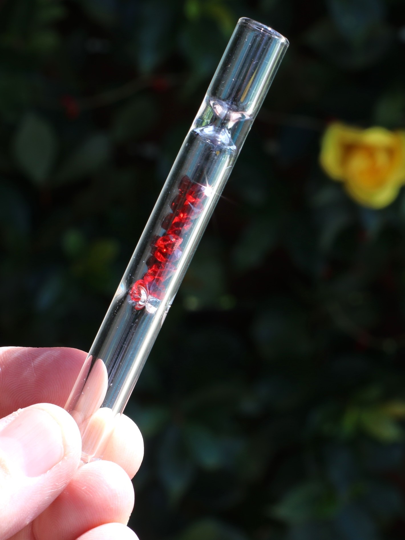 4" Glass One Hitter Pipe-Chillum-Gem Filter Chamber-Unique Glass Pipe