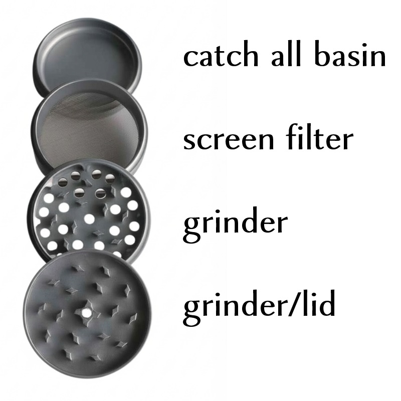 PRO 420 Ceramic Herb Grinder- 63mm Diameter-4 Piece Professional Herb & Marijuana Grinder-Silver - Glass Stash Jar
