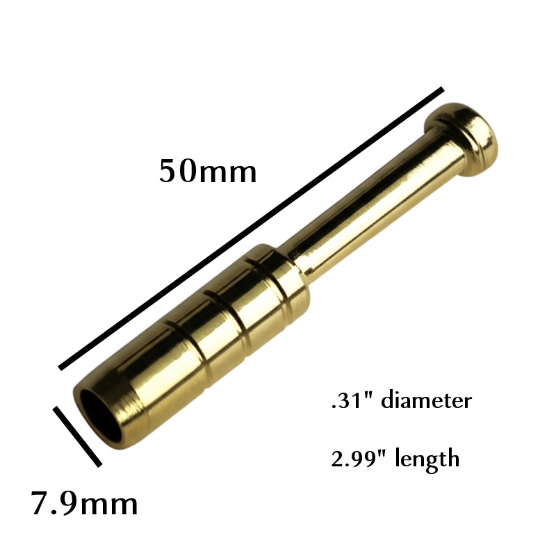 2" Brass Pipe-Ribbed Heat Resistant Brass-Universal fit for 3" dugouts - Brass One Hitter Pipe