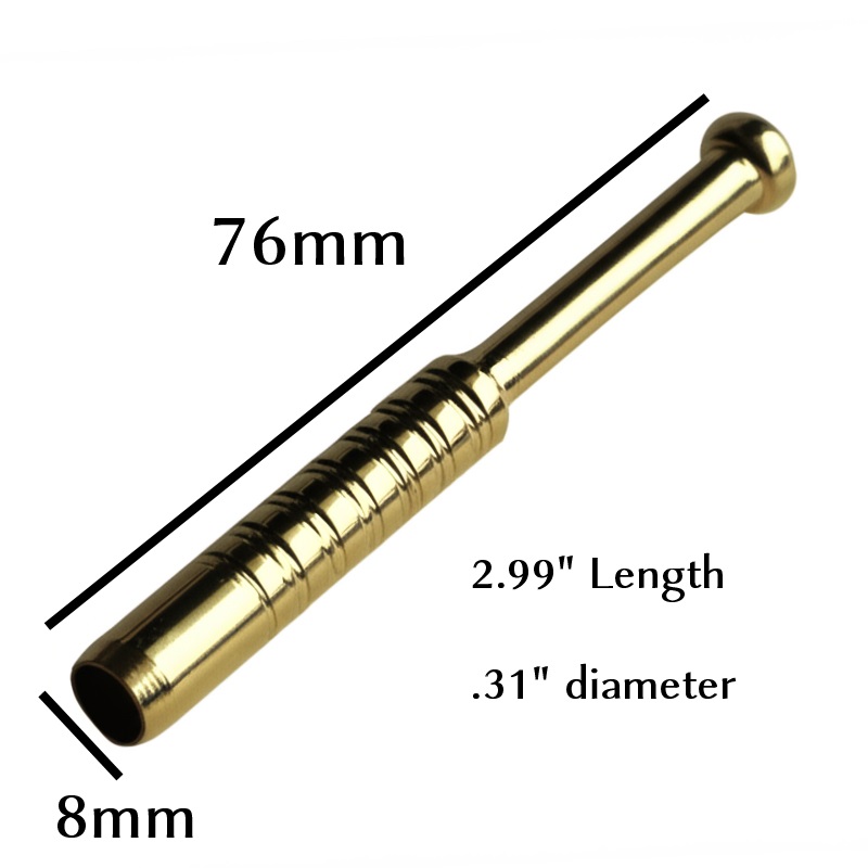 3" Brass Pipe-Thin Model-Ribbed Heat Resistant Pipe Designed for 4" Dugouts - Brass One Hitter Pipe