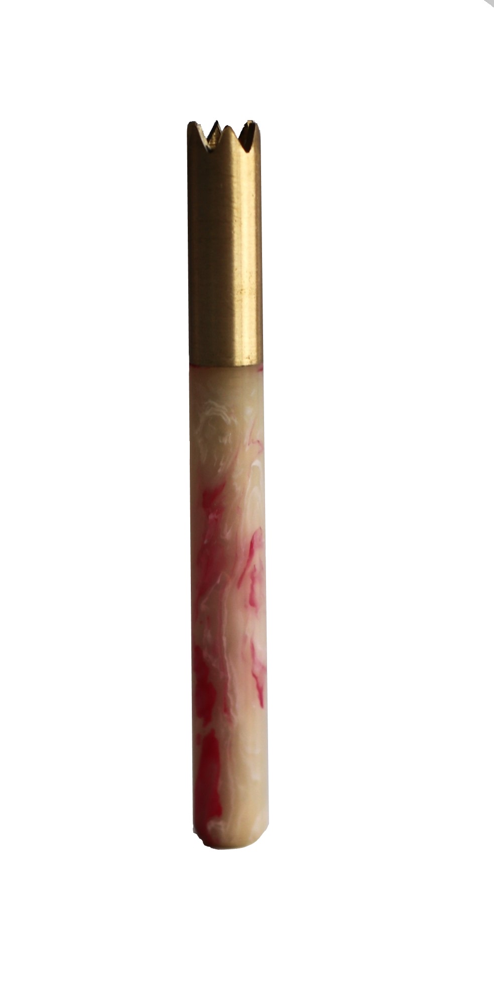 3"Brass Grinder Tip Pipe-Designed for 4" Dugouts-Pink Resin Heat Cover - Brass Grinder Tip Pipe
