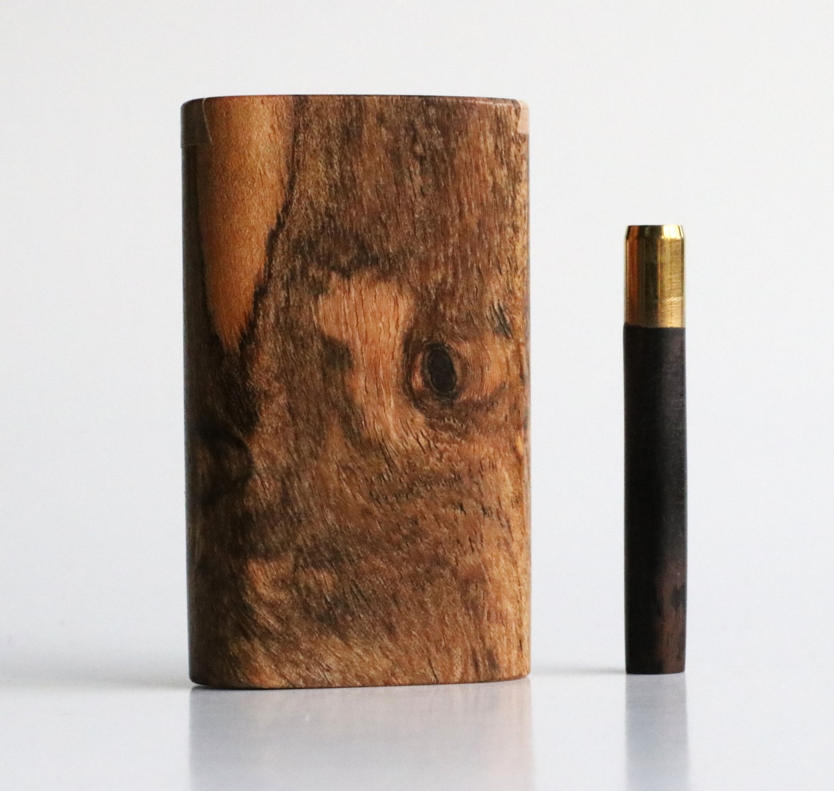 Bocote Wood Dugout & Brass one hitter pipe - Bamboo Slider Lid Dugout