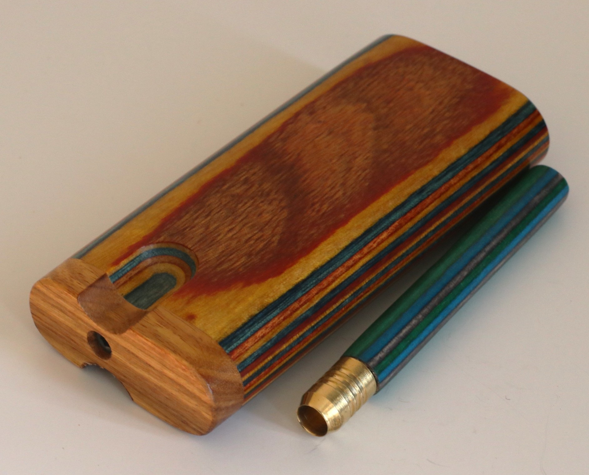 Diamond Wood Swivel Lid Dugout-Classic Smokers Stash Box