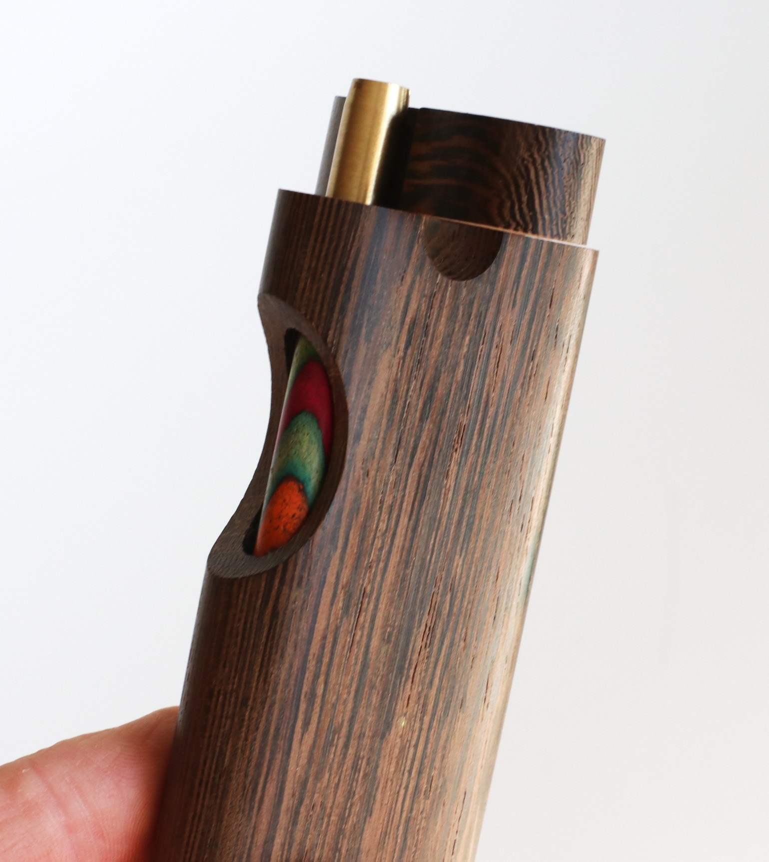 4" Wenge Swivel Lid Dugout & One hitter pipe-American Made by Better Life-Locking Lid - Swivel Lid Cutaway Dugout by Better Life