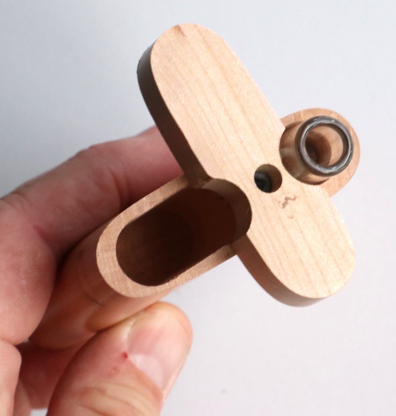 Cherry Wood Big Hitter-Dugout & Glass Pipe-American Crafted Super Size Dugout - Cherry Swivel Lid Dugout
