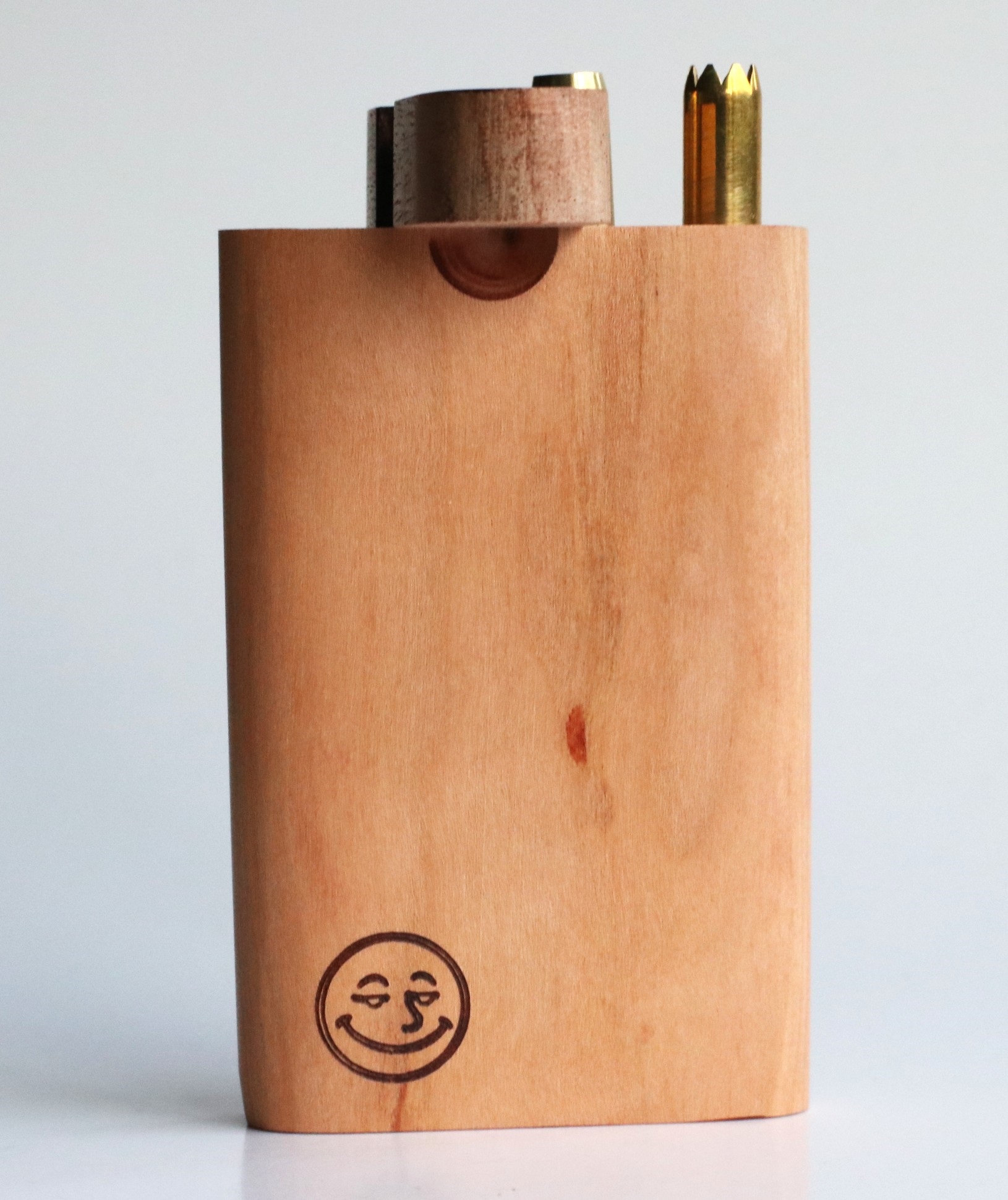 4" Cherry Wood Double Hitter Dugout-2 Pipe Slots-American Crafted Stash Box - Walnut Swivel Lid Dugout-Two Pipe Double Hitter