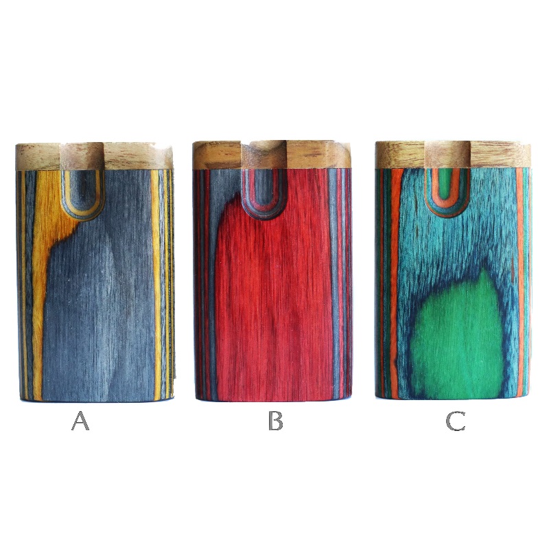 3" Swivel Lid Diamond Wood Dugouts & One Hitter Pipes-Colorful Small Stash Box