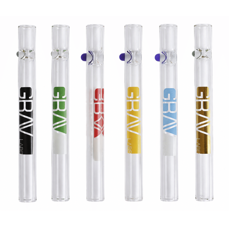 4+" GRAV Glass One Hitters- Multiple colors- Solid Multi Hitter Pipe-Glass Bead Roll Proof Pipe