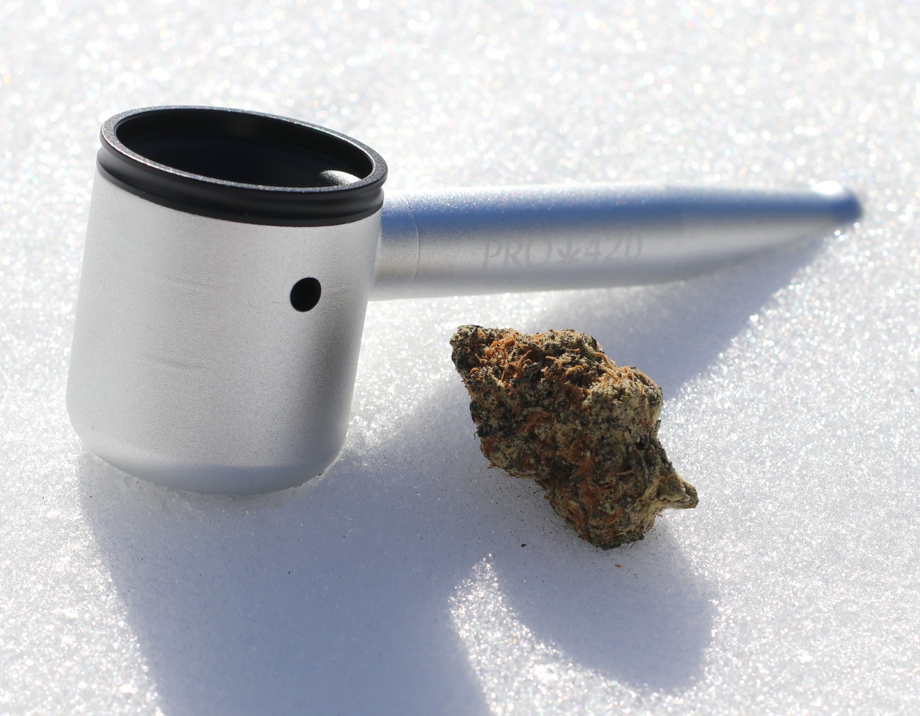 PRO 420 Aluminum Alloy Pipe-Lifetime Use-Large Bowl-4.5" Length-Silver Heavy Duty Smoking Pipe