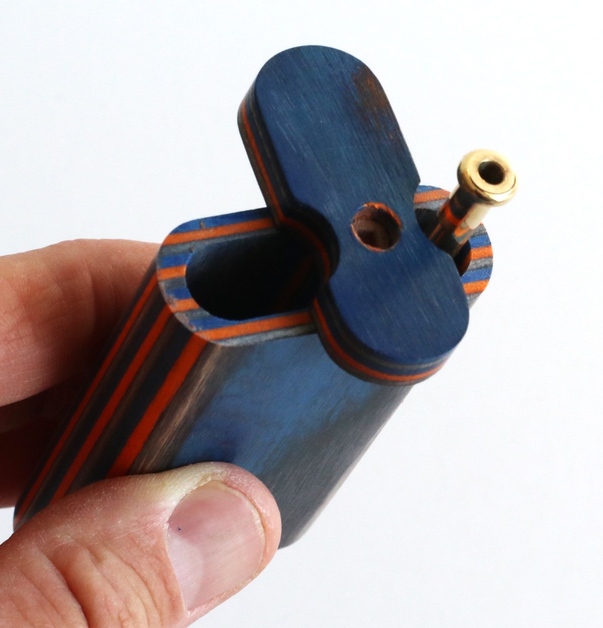 3" Swivel Lid Dugout & One Hitter Pipe-American Crafted Diamond Wood