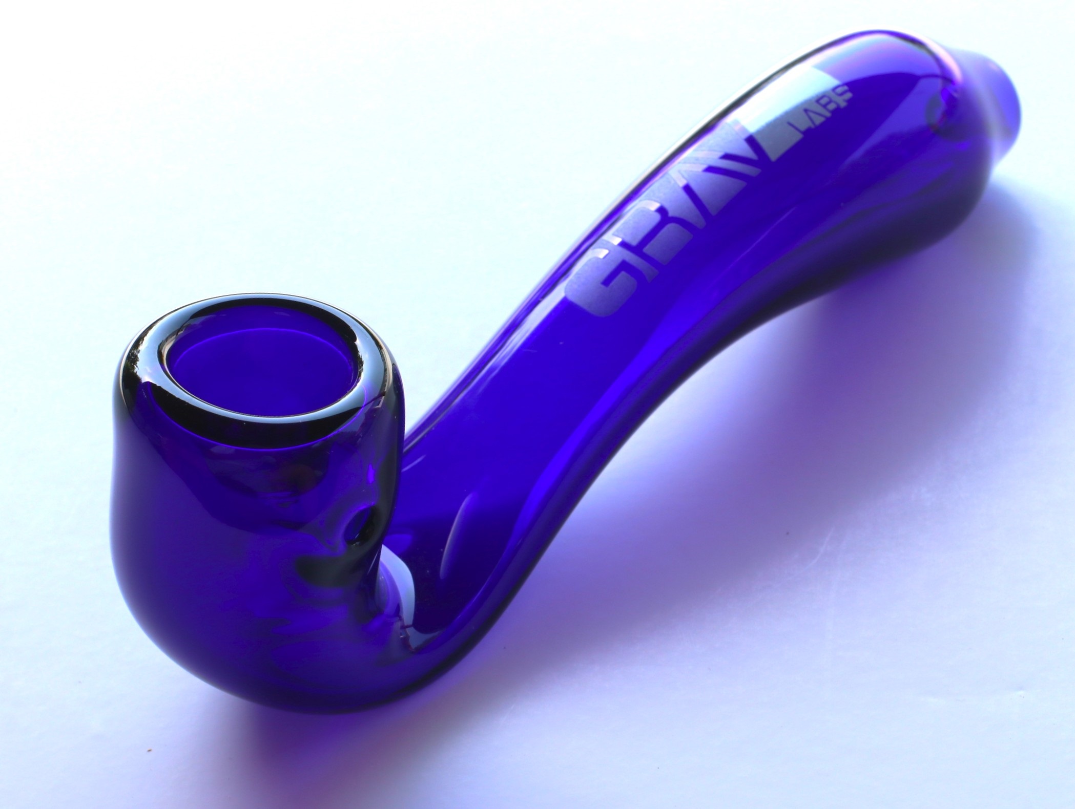6" Grav Sherlock Glass Pipe-Cobalt Blue-Large Thick Glass Grav Smoking Pipe