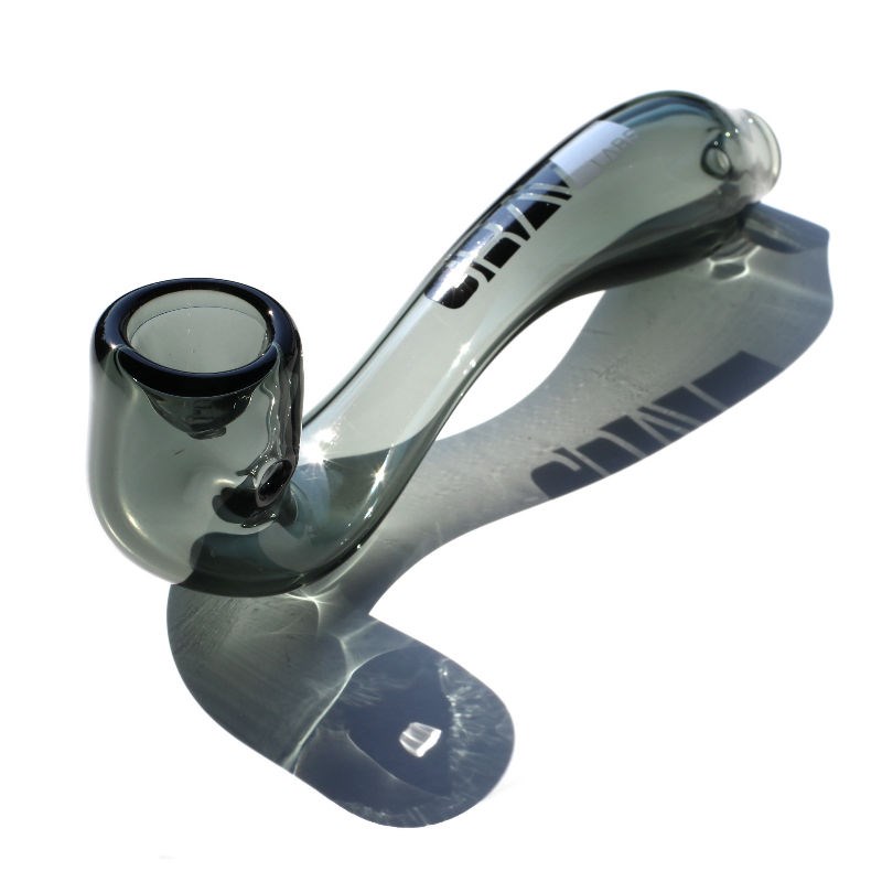 6" Grav Sherlock Glass Pipe-Clear Gray-Large Thick Glass Grav Smoking Pipe