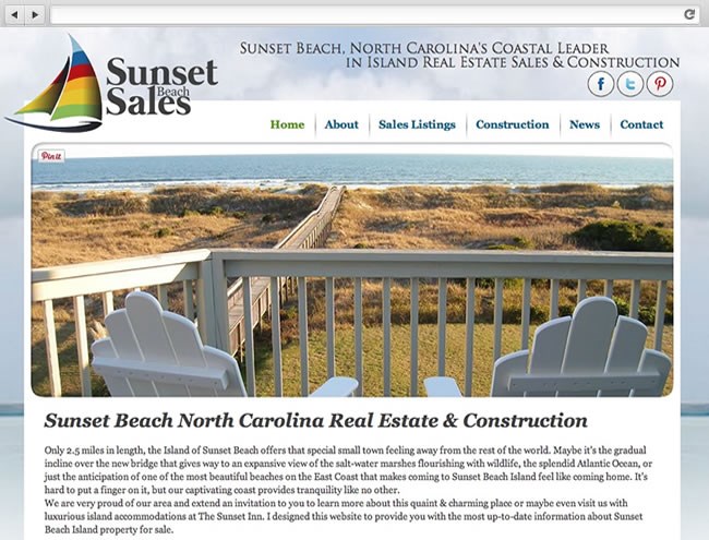 Sunset Beach Sales - Real Estate Web Design