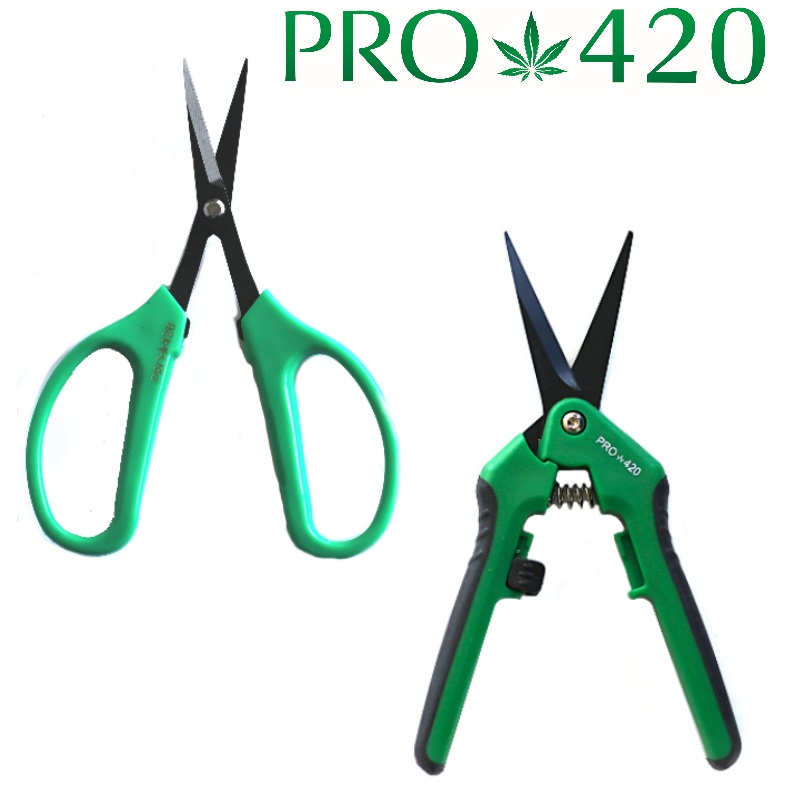 PRO 420 Scissors-2 Pack of Classic & Spring Loaded- Bud Trimming Scissors