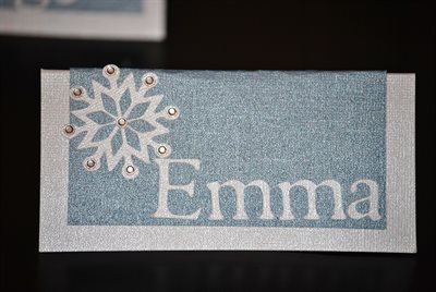 Blue and white name Card