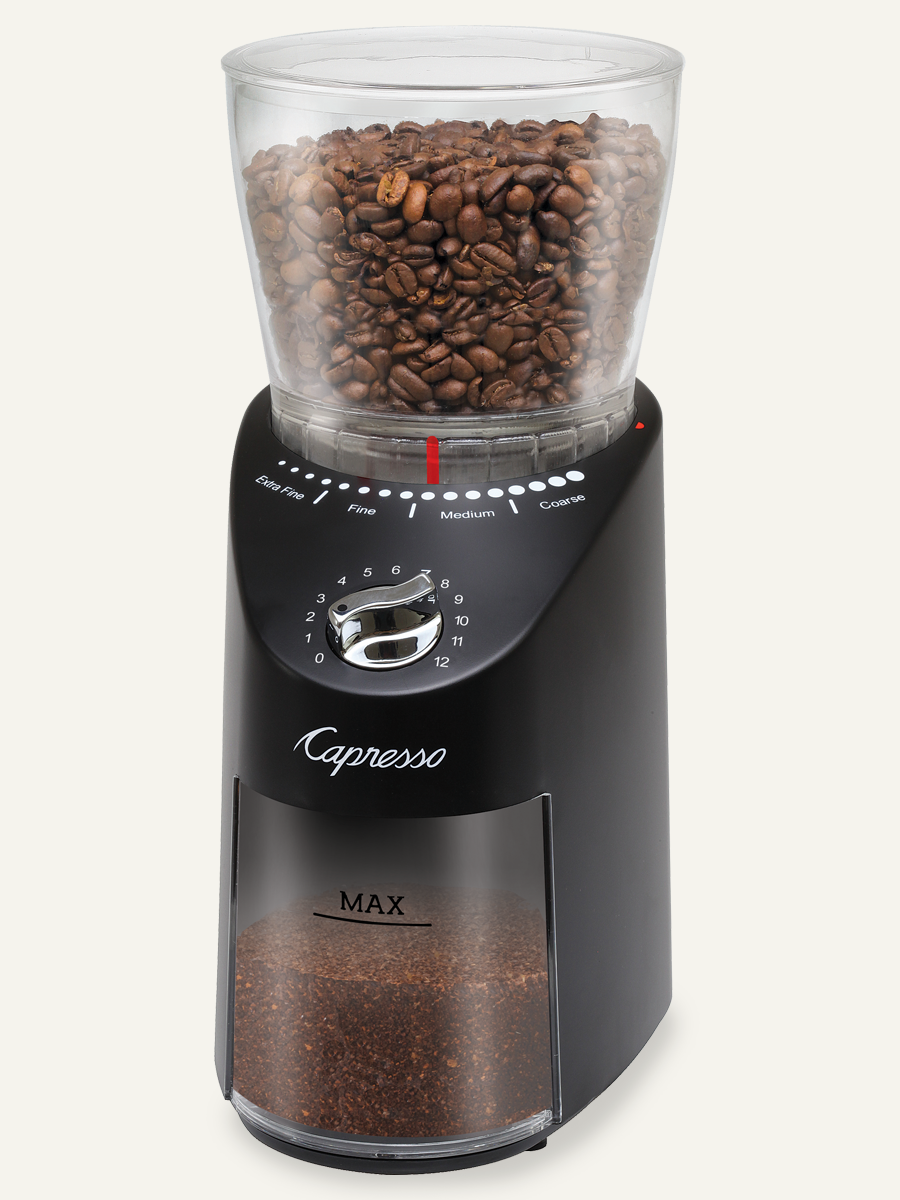 Carolina Coffee Capresso Infinity Plus Conical Burr Grinder Sturdy ABS Housing - Black